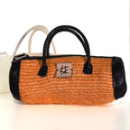 Sylinderveske - Oransje med sort skinn