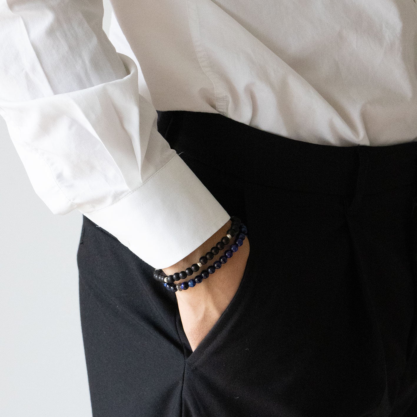 Armbånd med halvedelstener - Sort agat