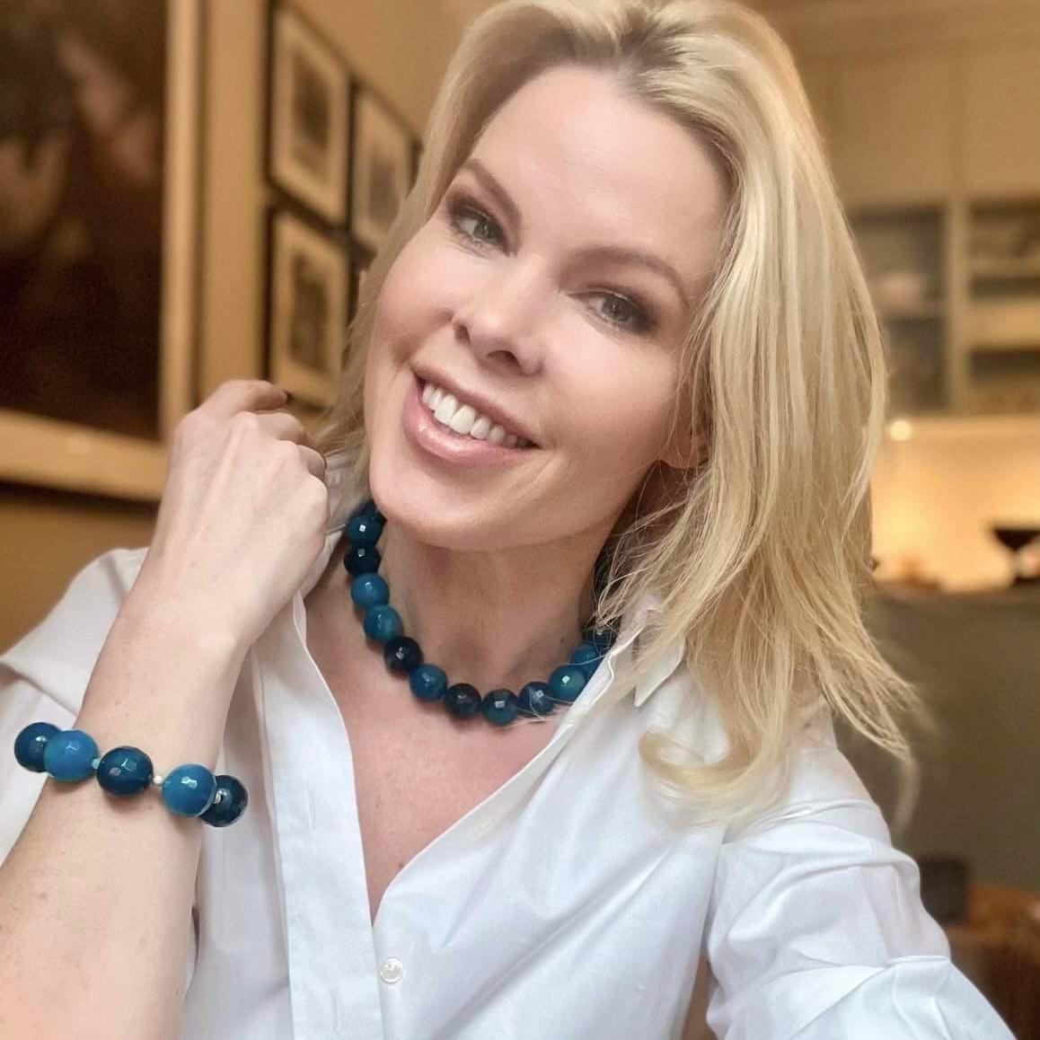 Armbånd med halvedelstener - Blå jaspis