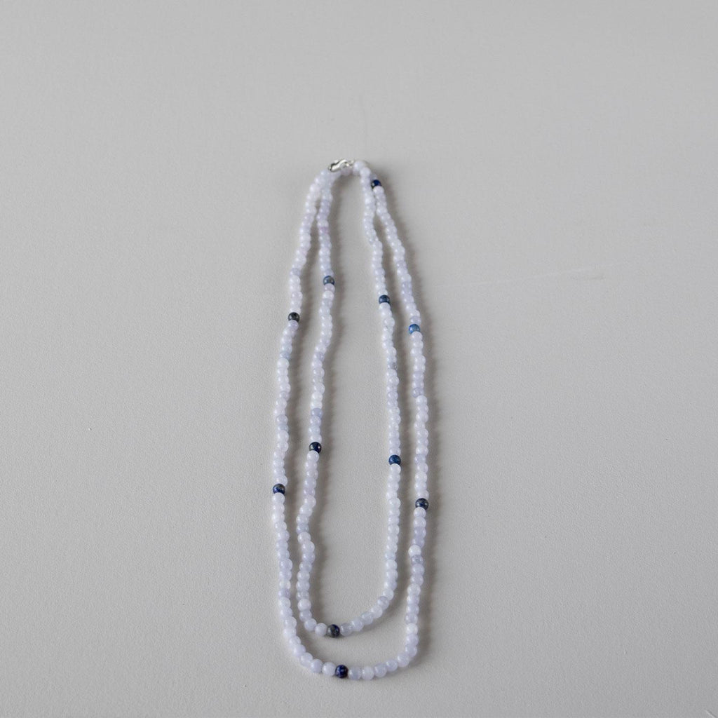 Halskjede med halvedelstener - Blå agat