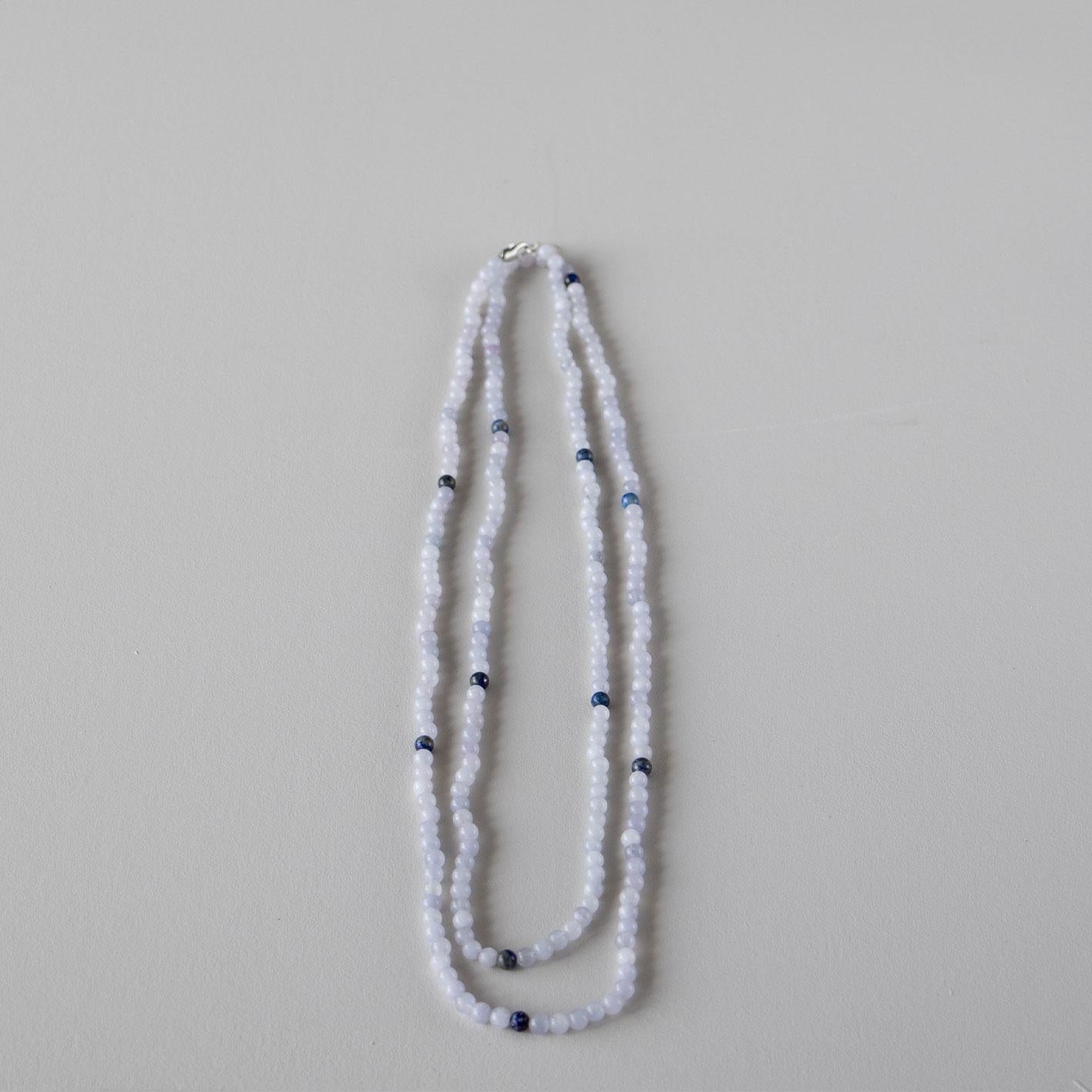 Halskjede med halvedelstener - Blå agat