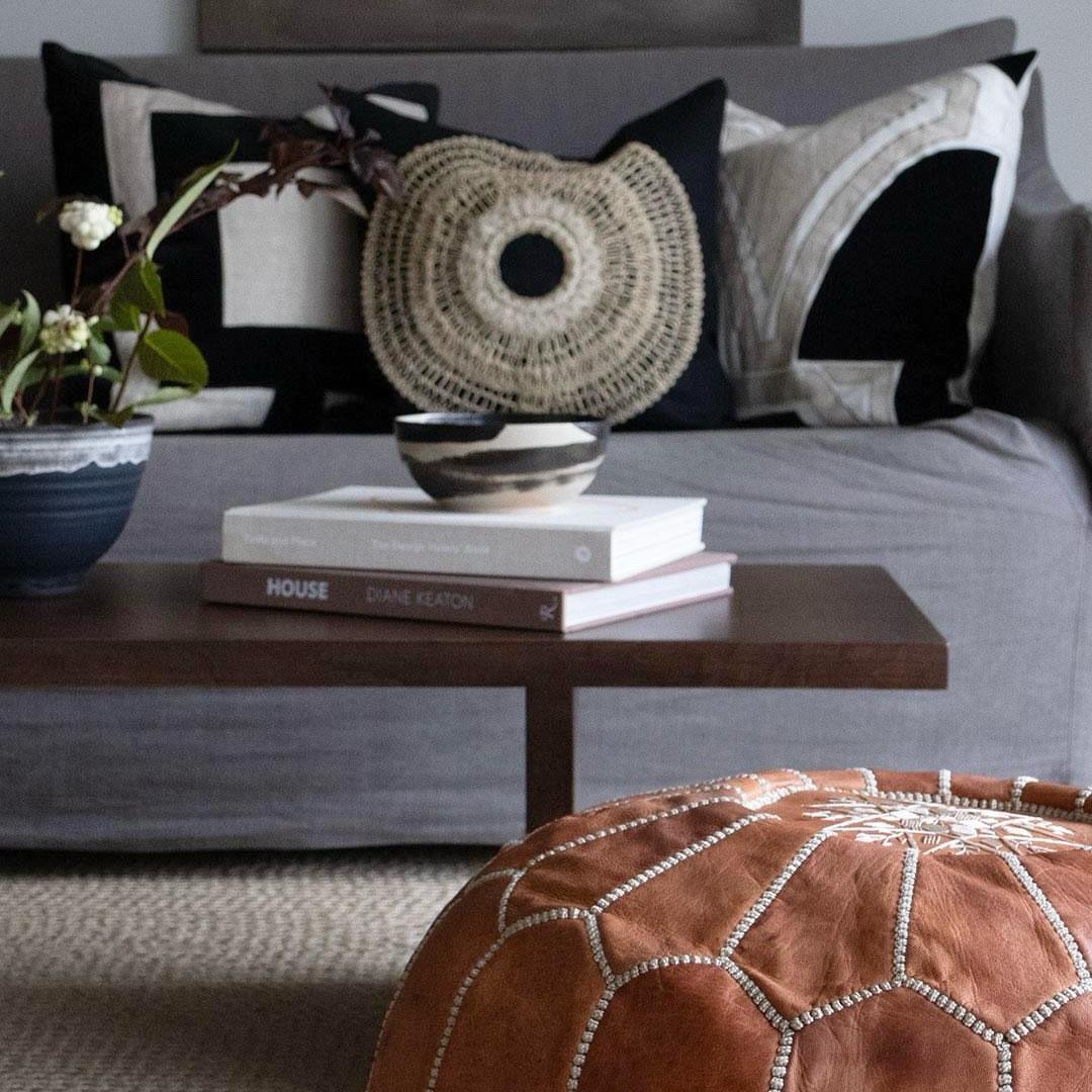 African Armour black medium cushion 55x55cm