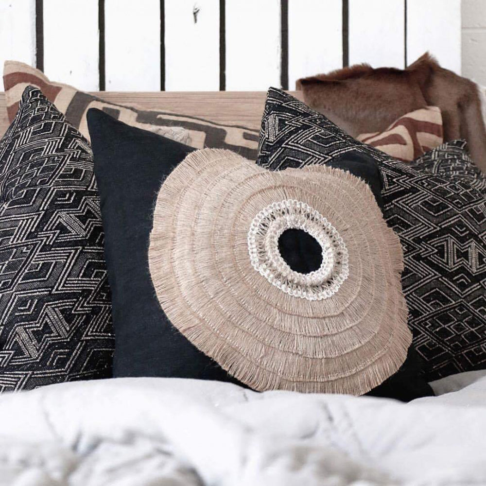 African shield black medium cushion 55x55cm