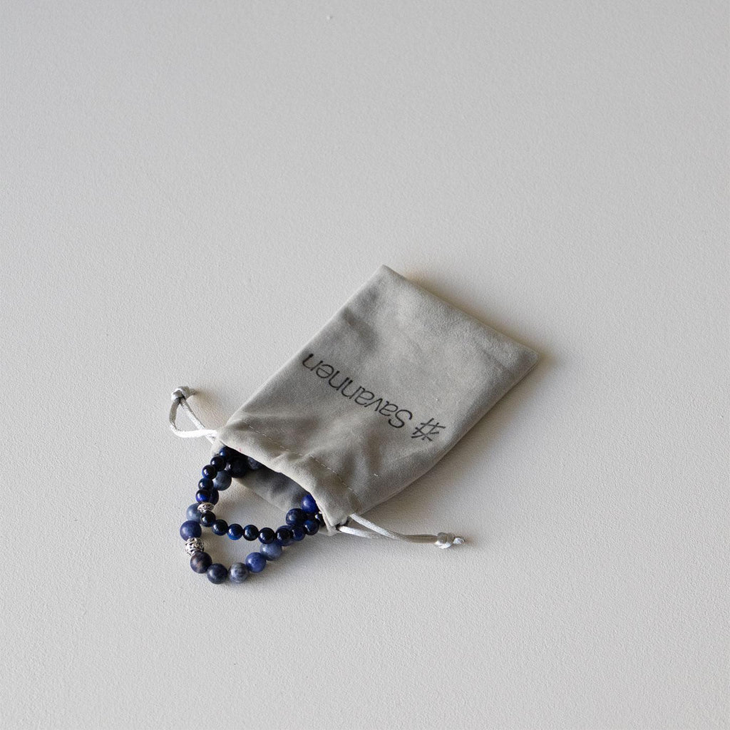 Armbånd med halvedelstener - Blå Lapis Lazuli