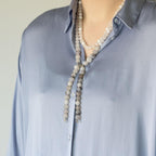 Halskjede med halvedelstener - Hvit agat og månesten