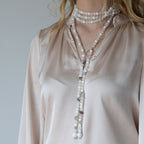 Halskjede med halvedelstener - Hvit agat