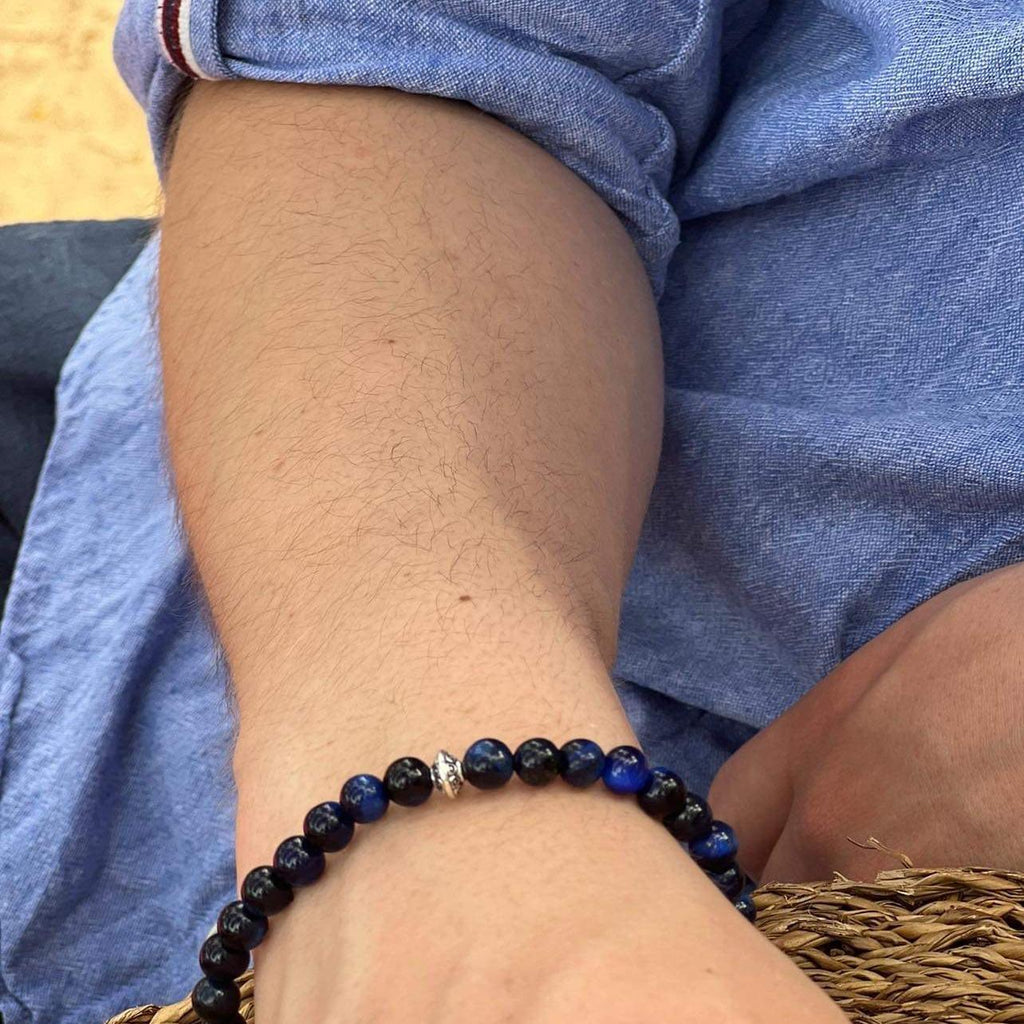 Armbånd med halvedelstener - Blå Lapis Lazuli