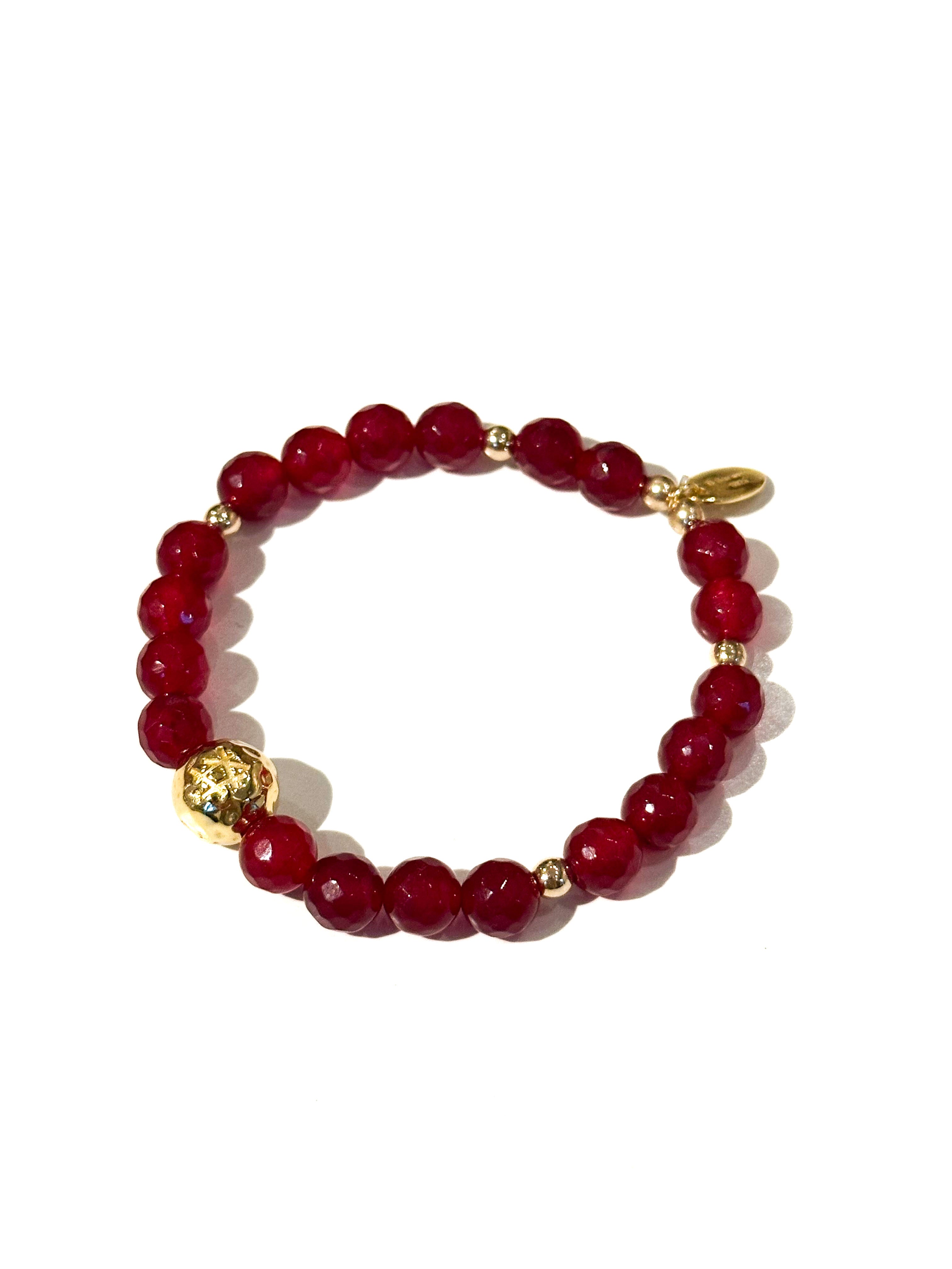 Armbånd med halvedelstener - Rød granat