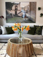 Lindi lekkert salongbord i teak og glass