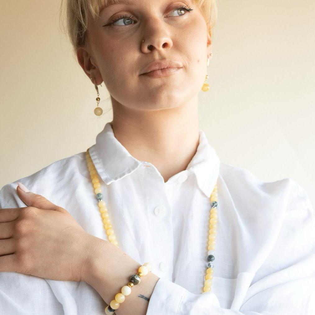 Armbånd med halvedelstener - Gul solsten