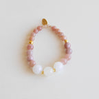 Armbånd med halvedelstener - Rosenkvarts og hvit agat