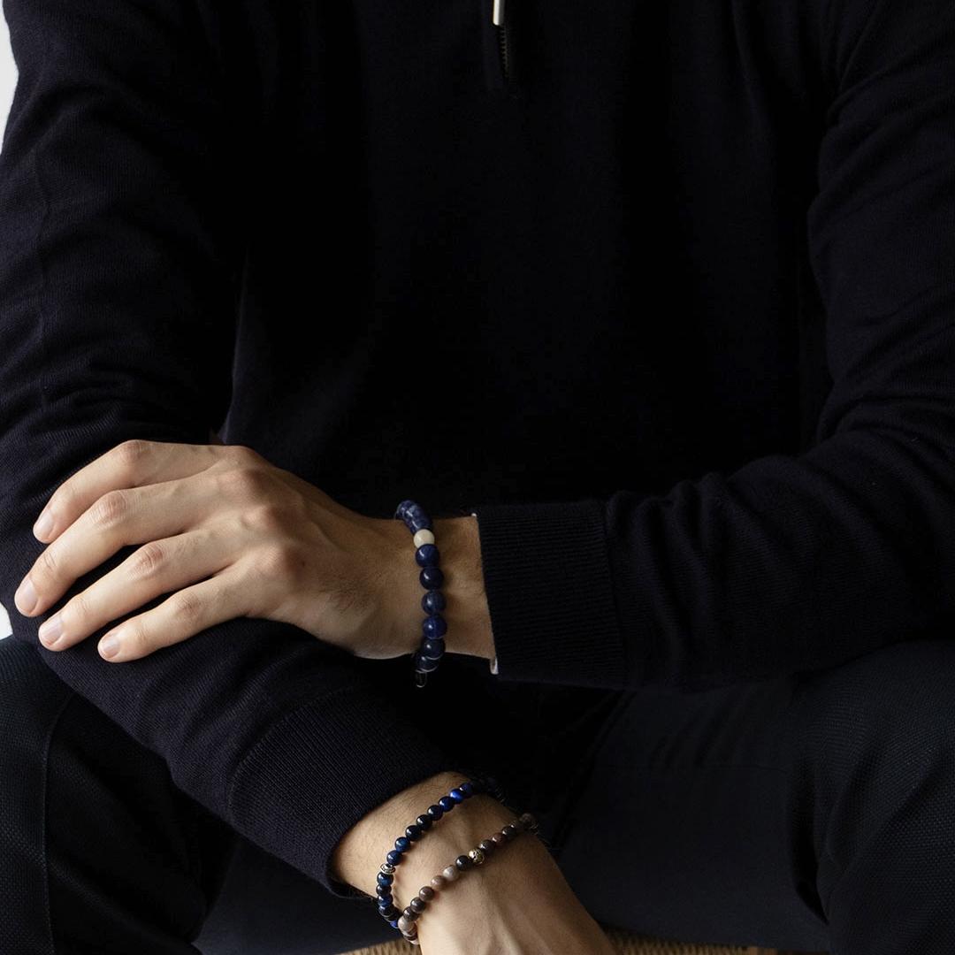 Armbånd med halvedelstener - Sort agat