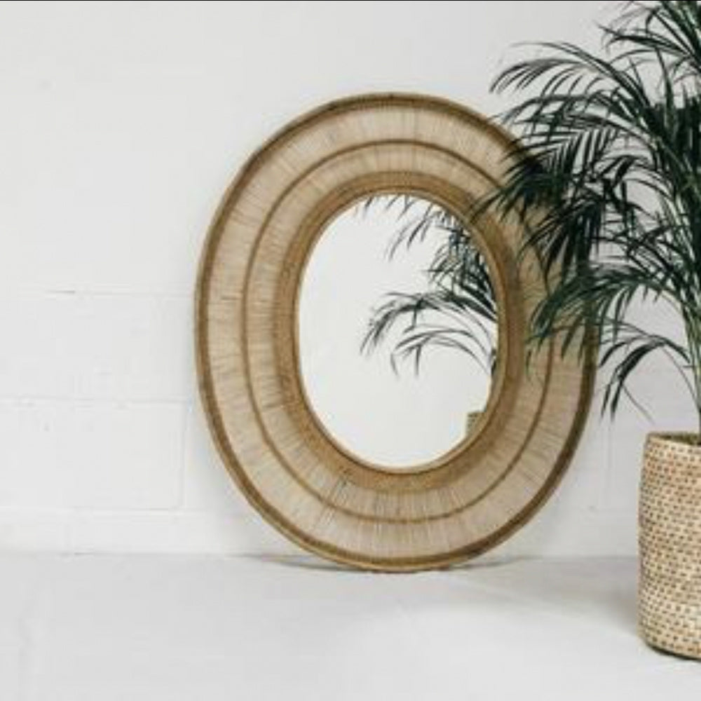 Speilramme oval i natur