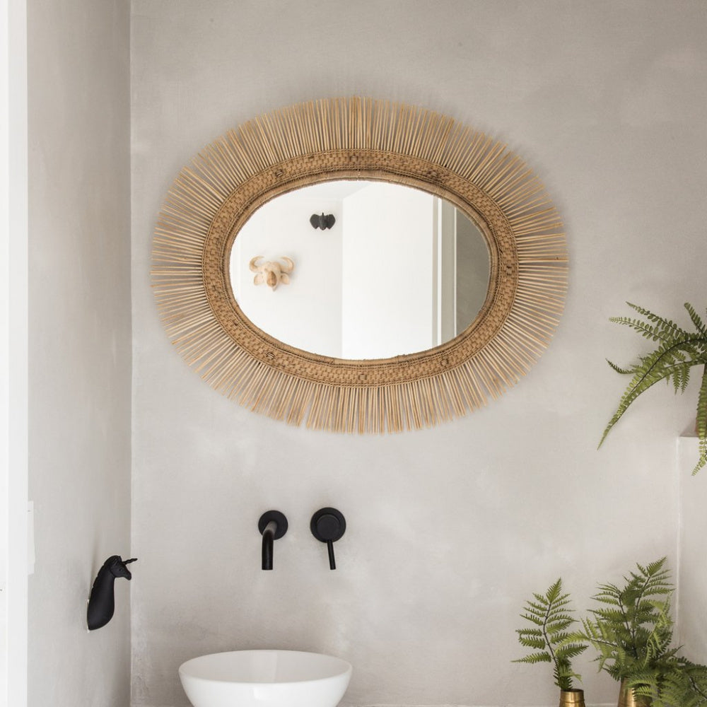 Speilramme oval i natur