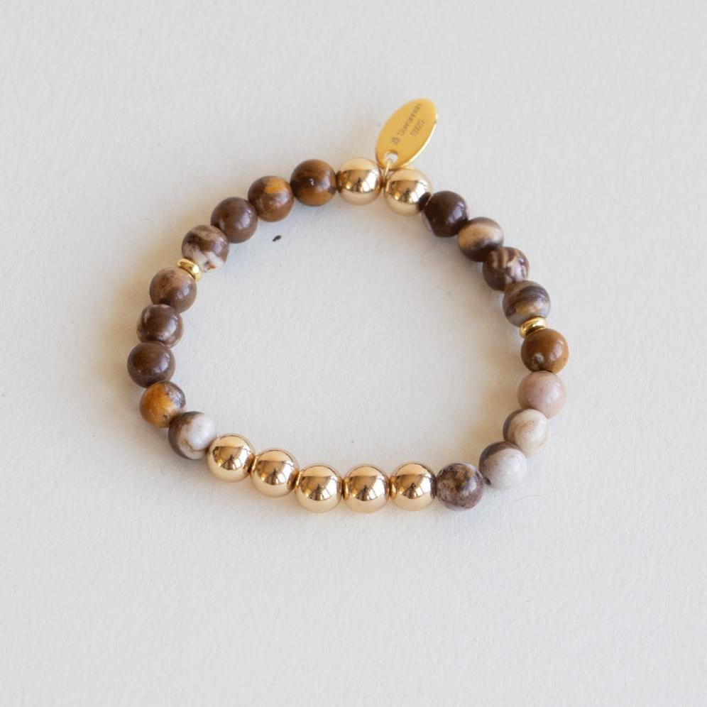 Armbånd med halvedelstener - Tigerøye og agat