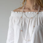 Halskjede med halvedelstener - Hvit månesten