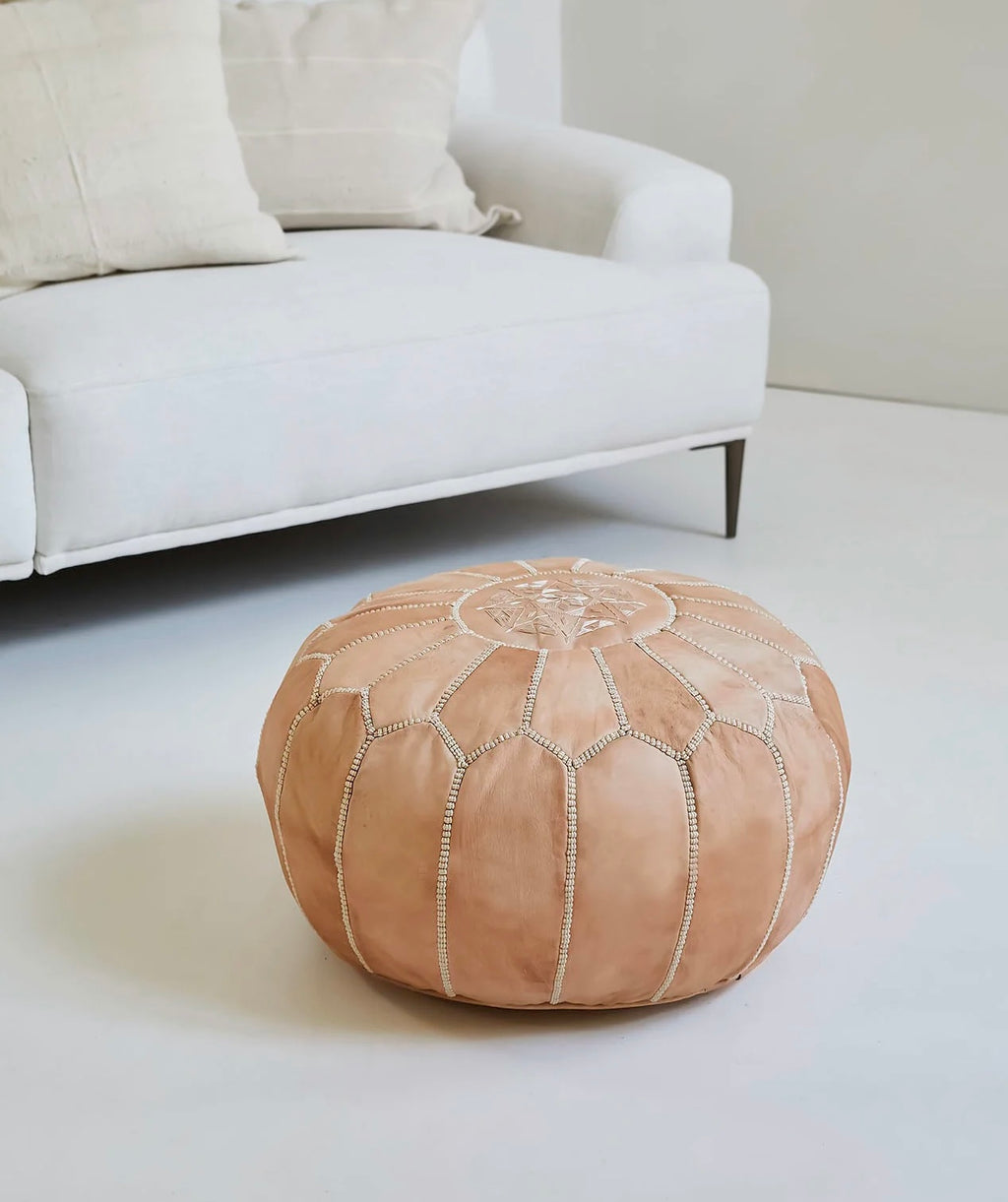 Marokkansk skinnpuff varm nude