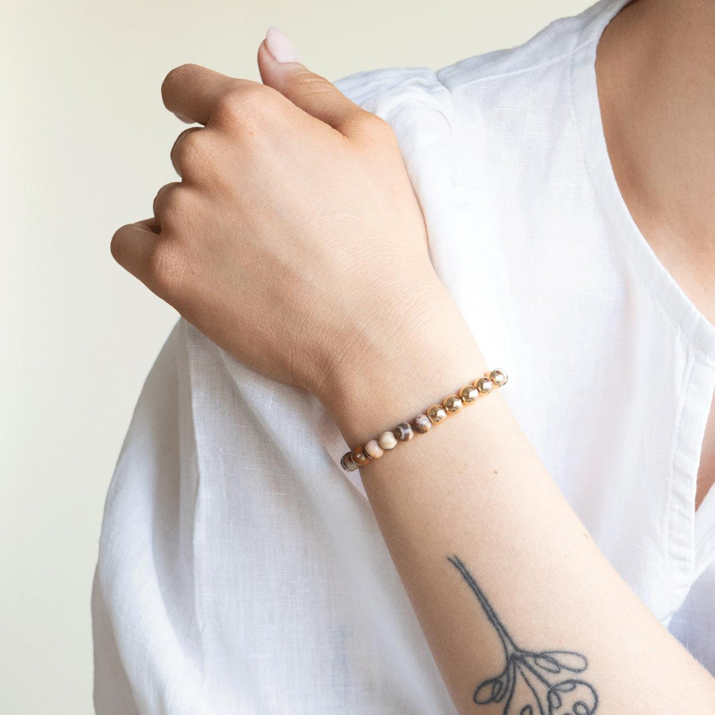 Armbånd med halvedelstener - Tigerøye og agat