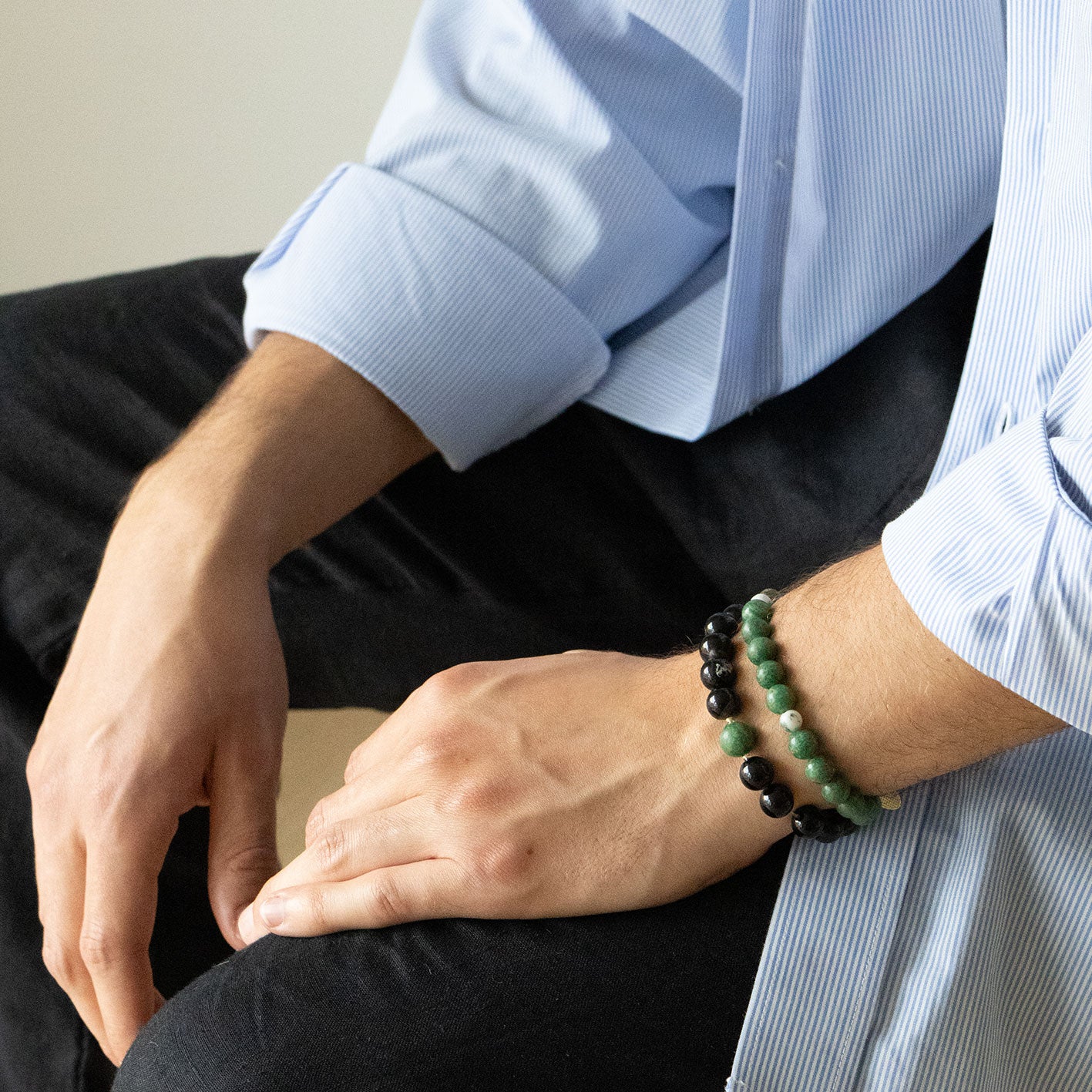 Armbånd med halvedelstener - Grønn agat