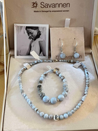 Armbånd med halvedelstener - Lys blå persisk agat