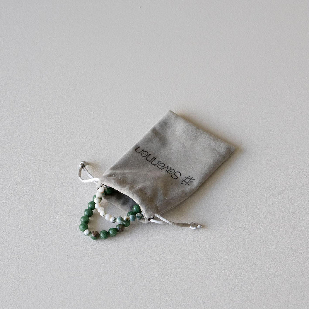 Armbånd med halvedelstener - Grønn agat