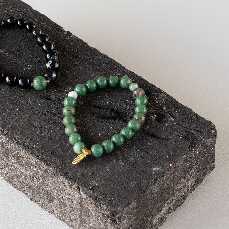Armbånd med halvedelstener - Grønn agat