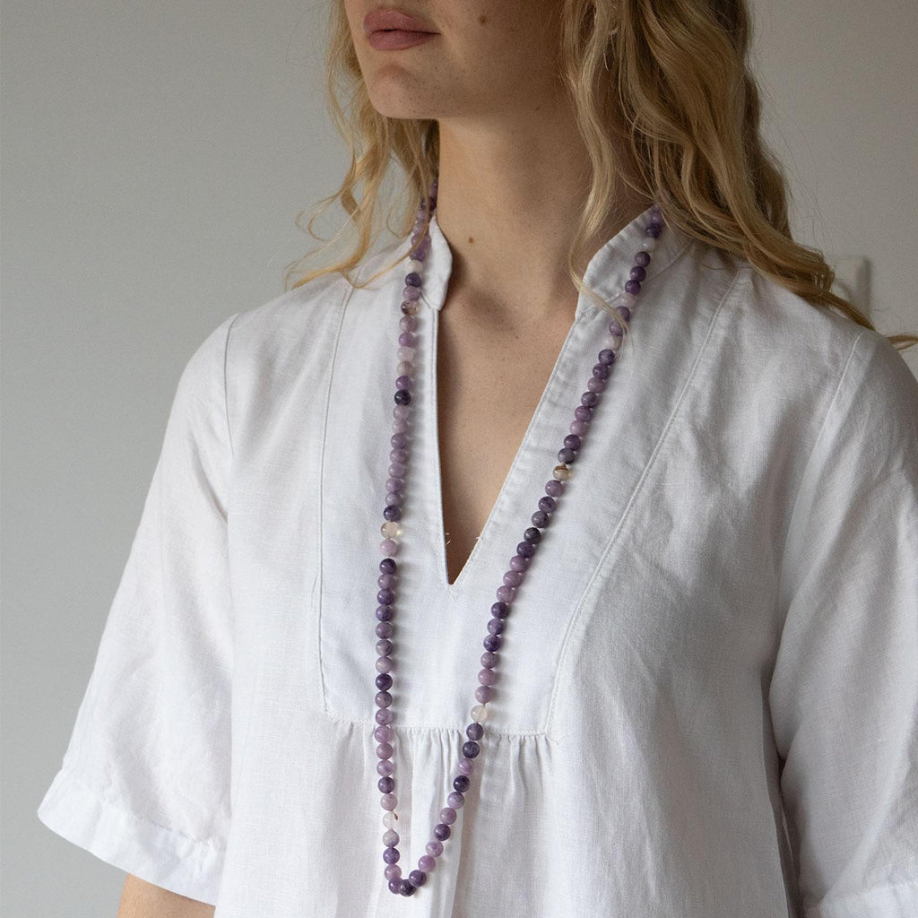 Halskjede med halvedelstener - Ametyst