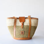 Skulderveske i sisal og skinn - Designet av Savannen