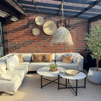 Raffia taklampe rund stor