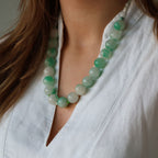 Halskjede med halvedelstener - Grønn agat