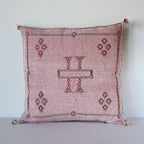 Marokkansk rosa putetrekk i agavesilke 50x50