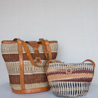 Skulderveske i sisal og skinn - Designet av Savannen