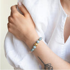 Armbånd med halvedelstener - Rosenkvarts og jade