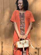 Cylindertaske håndlavet sisal og læder fra Kenya