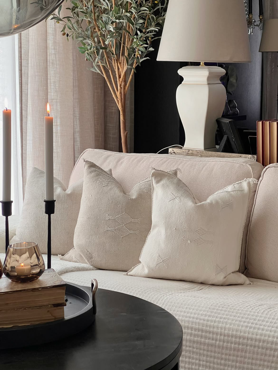 Moroccan cushion cover in agave silk 50x50