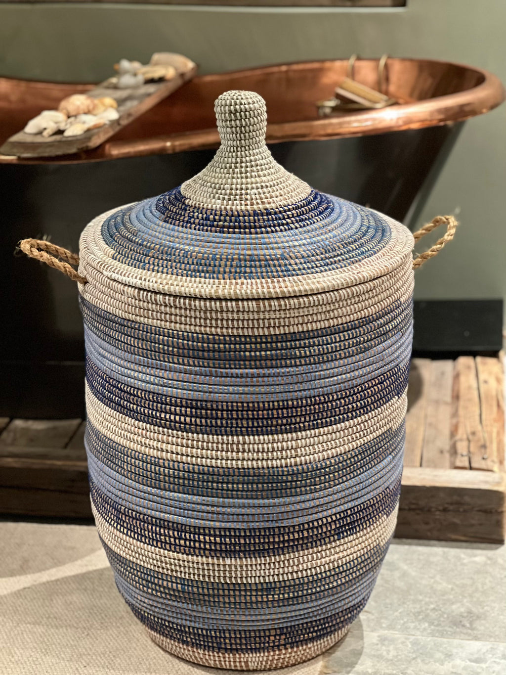 Savannenkurv - Striper i blå og hvit