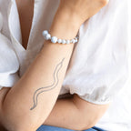 Halskjede med halvedelstener - Lys blå persisk agat