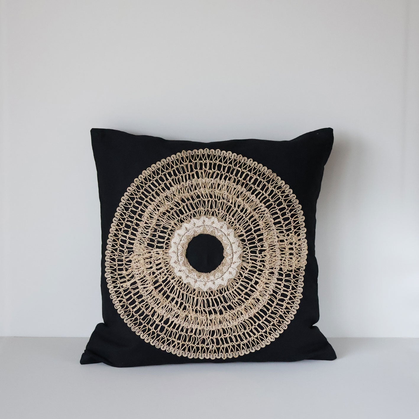 African Armour black medium cushion 55x55cm