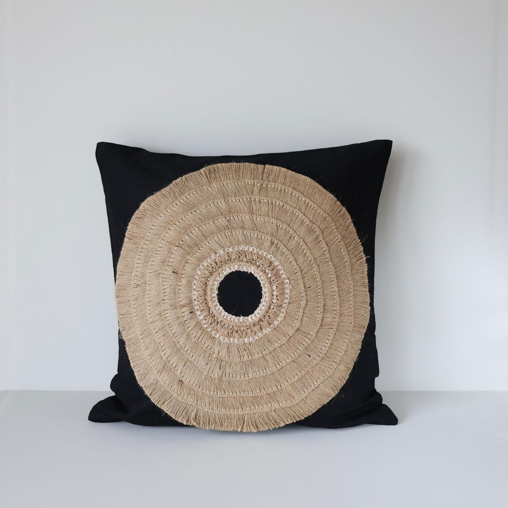 African shield black medium cushion 55x55cm