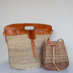 Stor skulderveske i sisal og skinn - Designet av Savannen