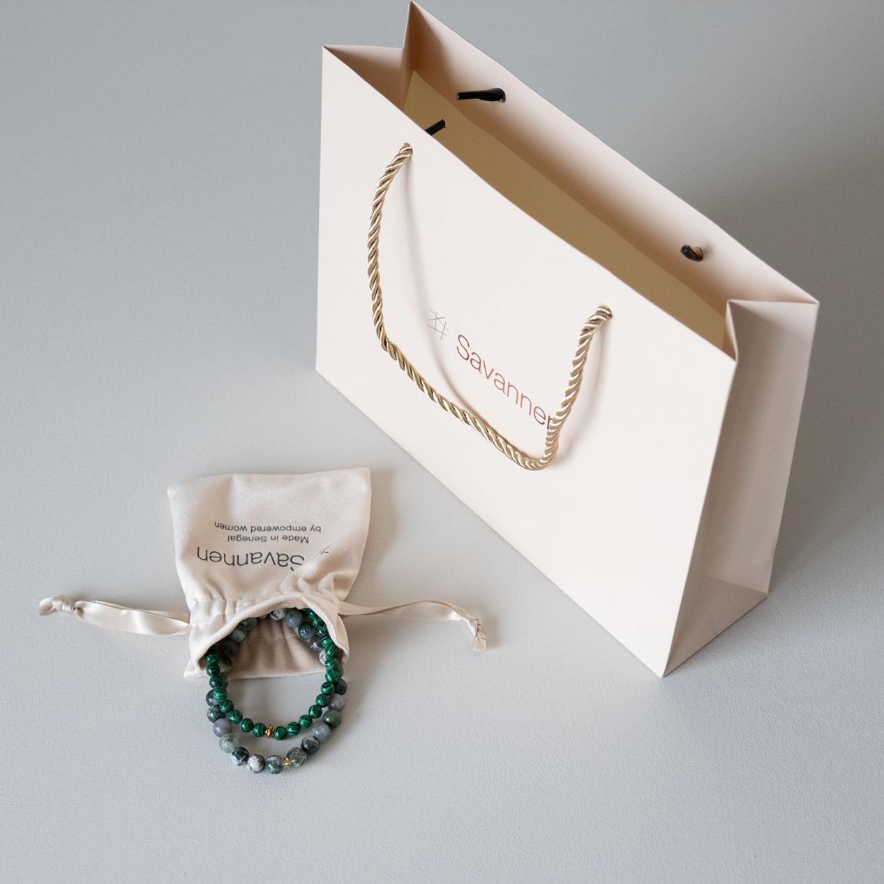 Armbånd med halvedelstener - Tigerøye og agat