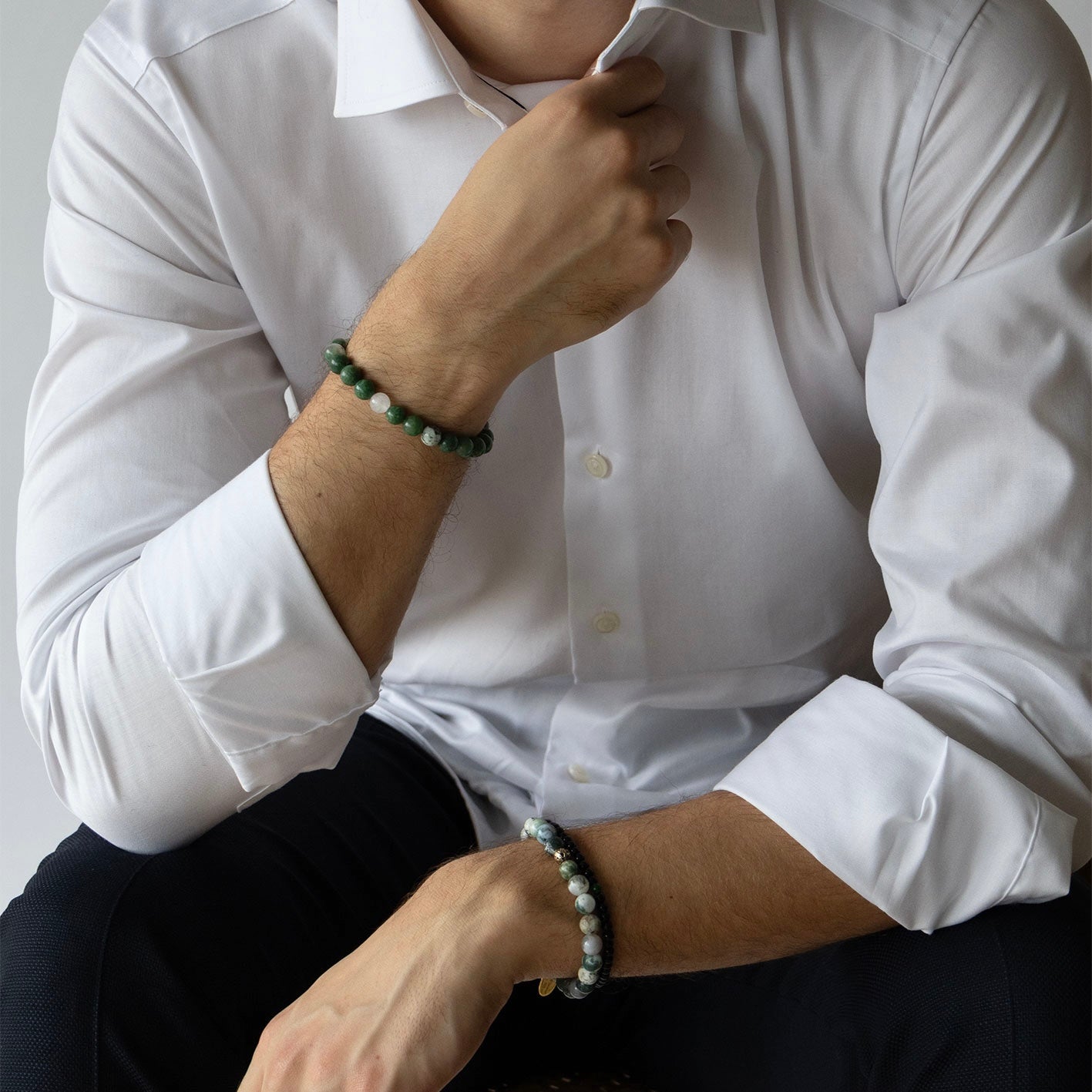 Armbånd med halvedelstener - Grønn agat