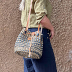 Eksklusiv skulderveske i håndlaget i sisal fra Kenya