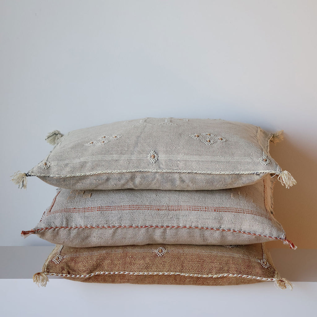 Marokkansk agavesilke putetrekk i lys gråblå 50x50