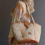 Skulderveske i sisal og skinn - Designet av Savannen