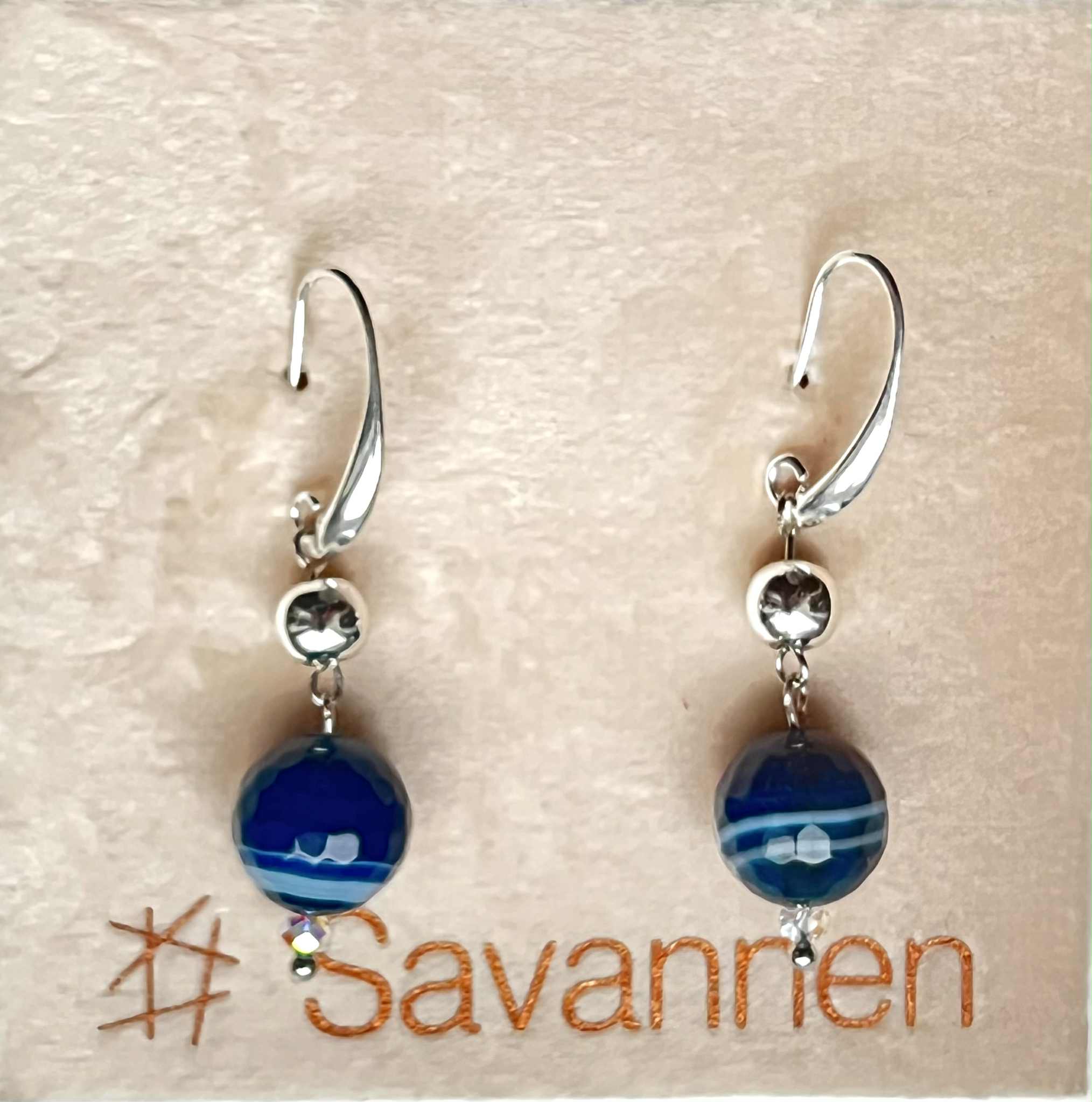 Øredobber med halvedelstener - Blå jaspis