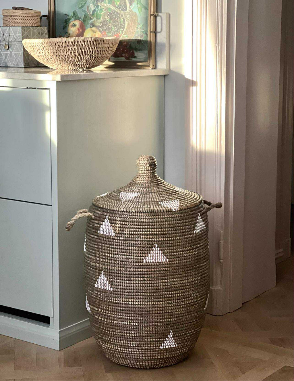 Savannah-kurv - Striber i pink, grå og hvid