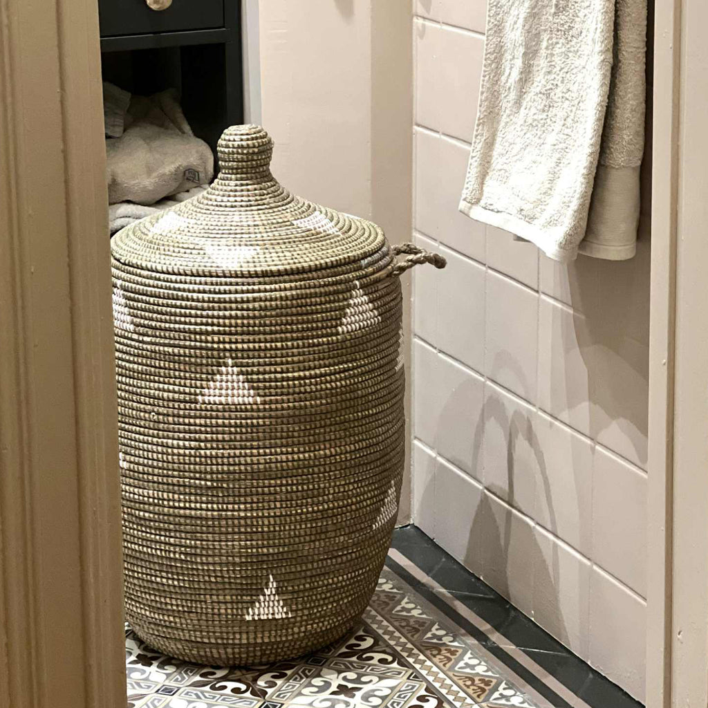 Savannah-kurv - Striber i pink, grå og hvid