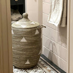 Savannah-kurv - Striber i pink, grå og hvid