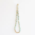 Halskjede med halvedelstener - Lys grønn angelitt